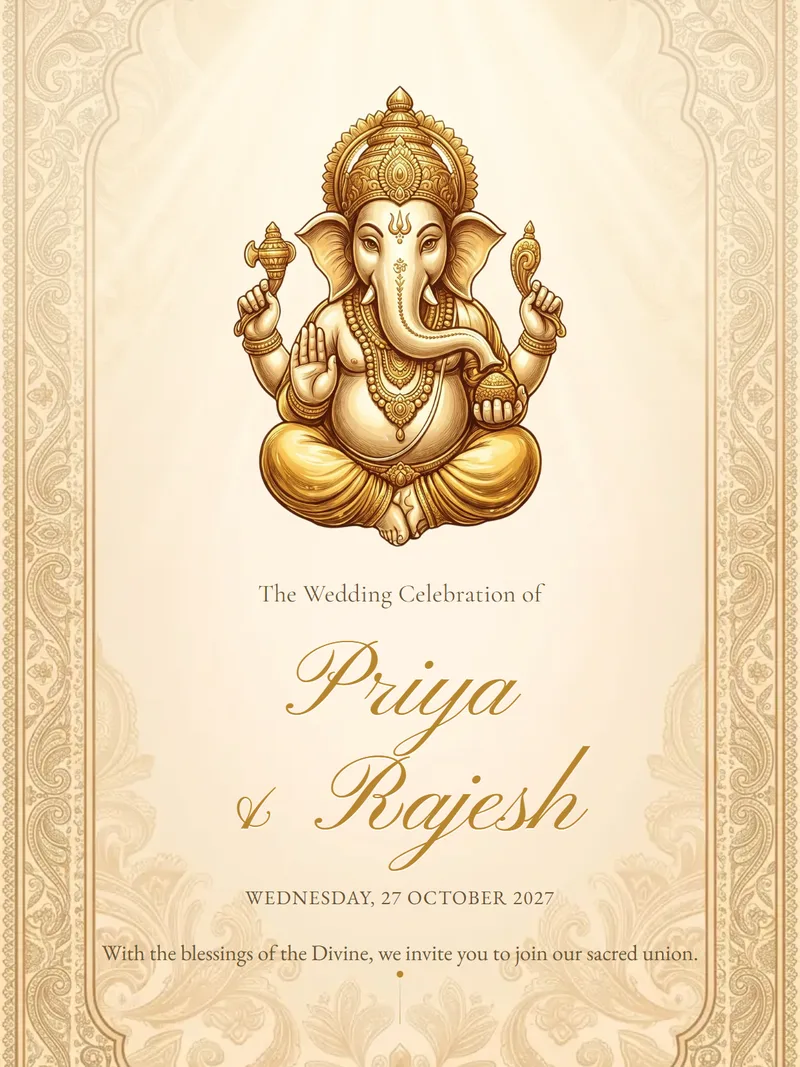 Wedding Invite - Royal Golden wedding invitation design
